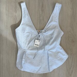 Free People Striped Blue Sleeveless Top